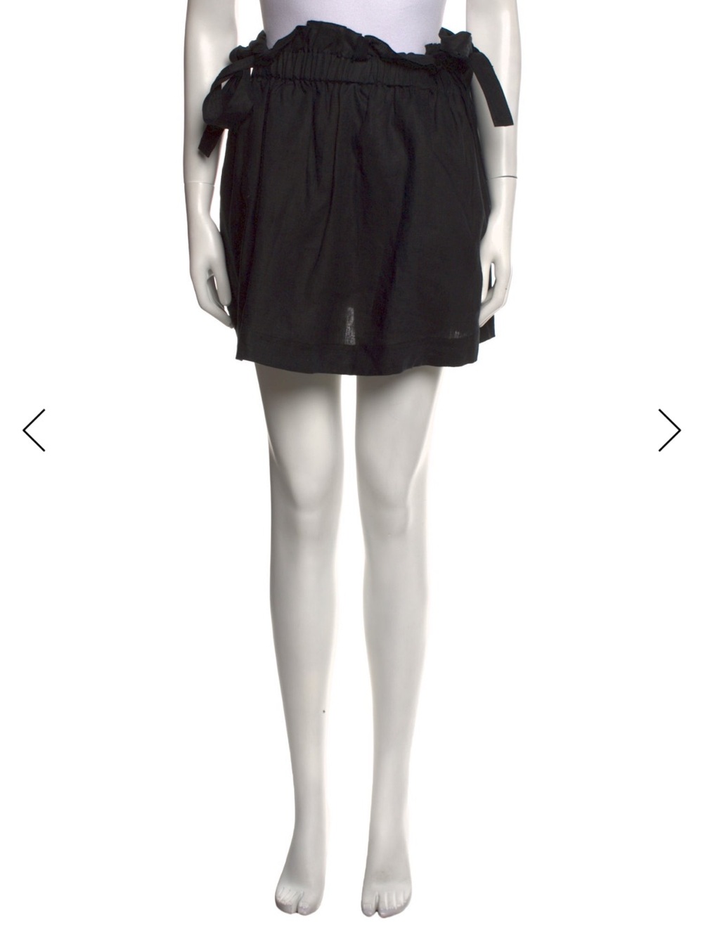 Aje 100% Linen Mini Skirt Black Ruffle Waist Zip Pockets Size M